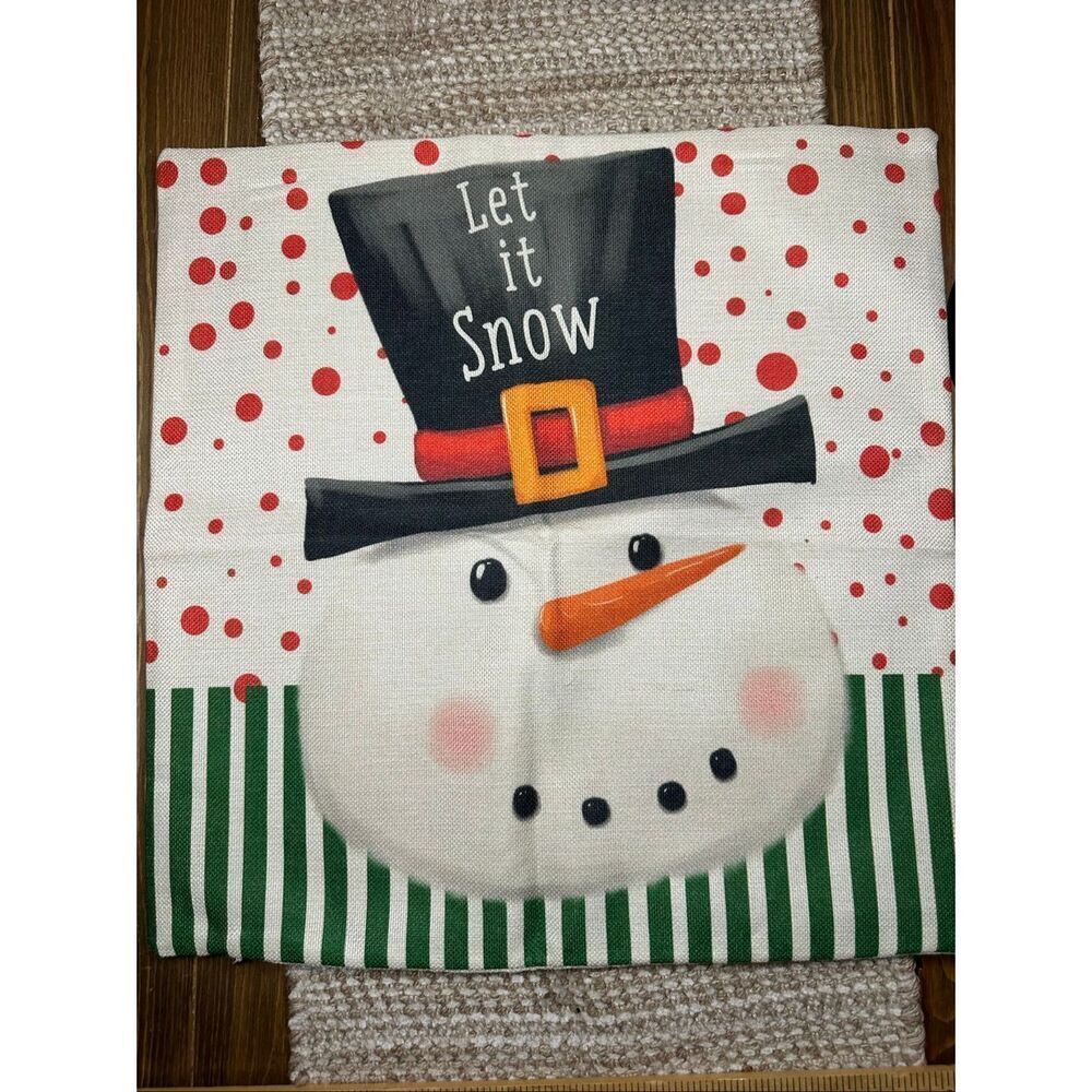 Christmas Snowman throw pillow case cover 17 x 17 New